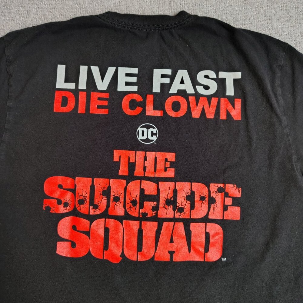 Harley Quinn Suicide Squad Shirt Size Large Front Back 5050 Live Fast Die Clown - Picture 7 of 12